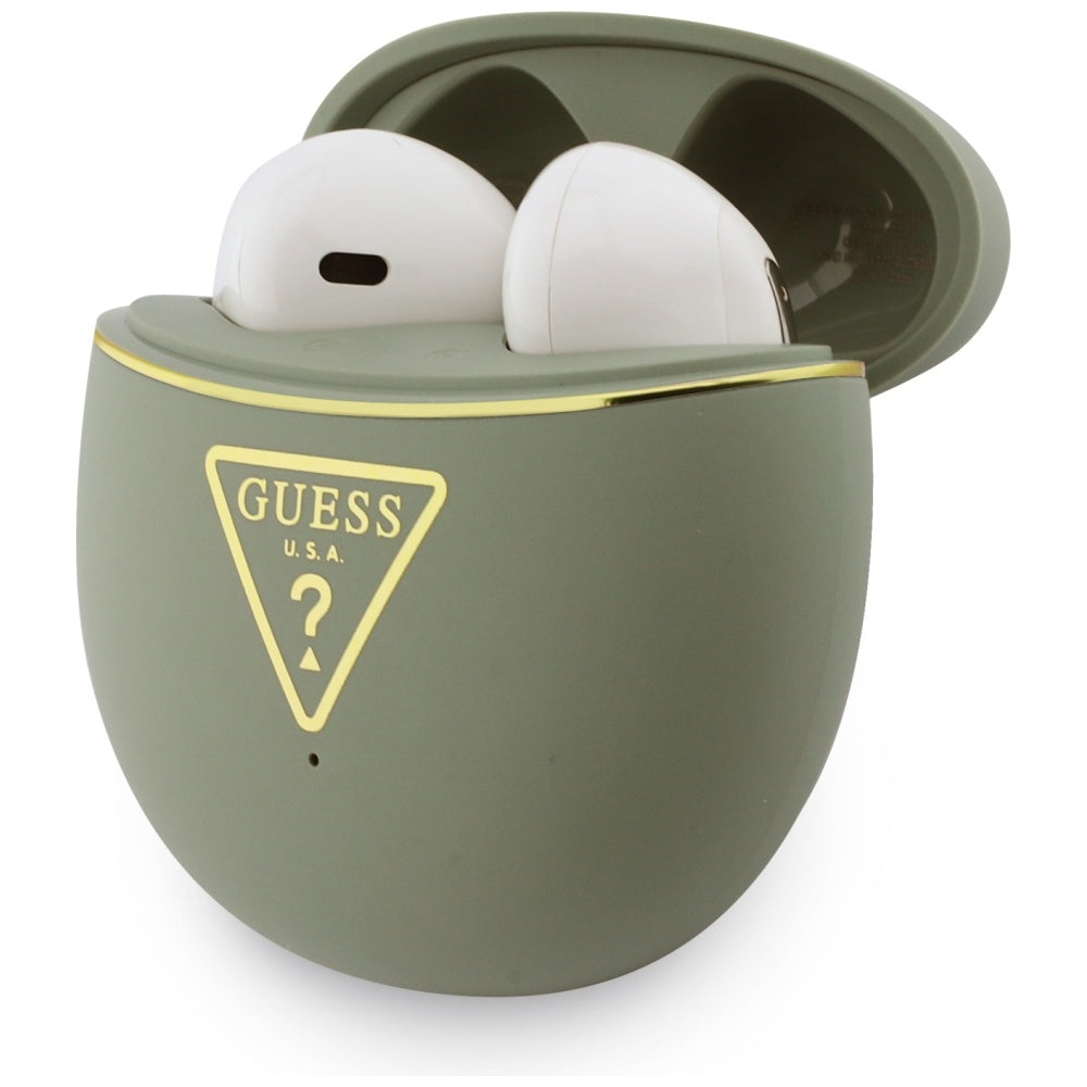 Handsfree Bluetooth Guess Script Print, TWS, Kaki