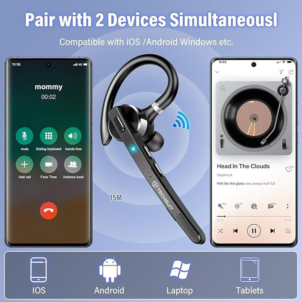 Handsfree Bluetooth Techsuit G9 TalkZen, A2DP, Negru