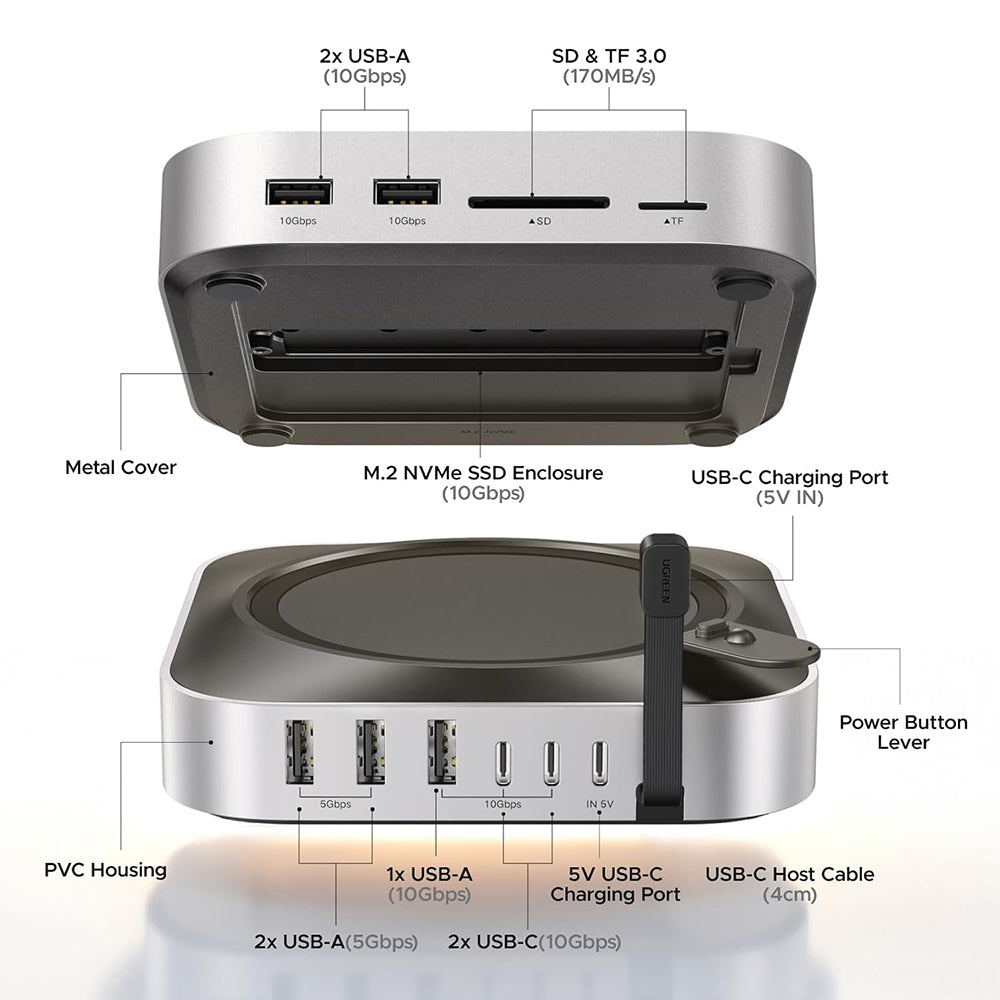 Hub Multifunctional UGREEN CM841A (95094) pentru Apple Mac Mini M4 / Mini M4 Pro, 10in1, Gri