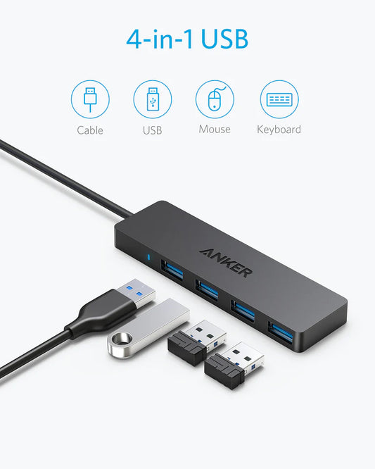 Hub USB Anker, 4 x USB-A 3.0, Negru A7516016