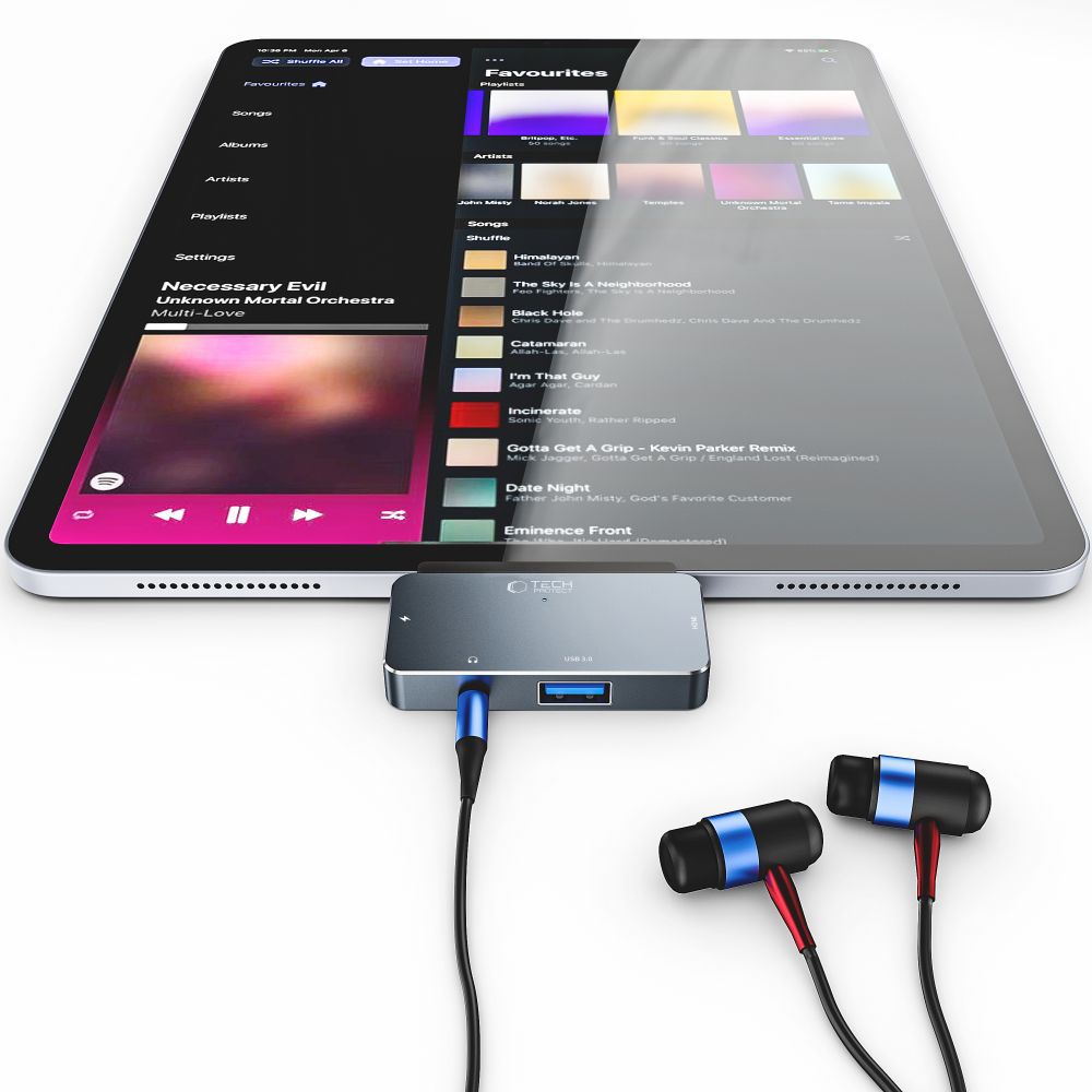 Hub USB-C Tech-Protect V6, 1 x USB-A - 1 x USB-C - 1 x HDMI - 1 x Jack 3.5mm, Gri