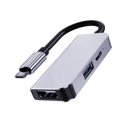 Hub USB-C Techsuit H4 TurboChargeX, 3in1, Gri