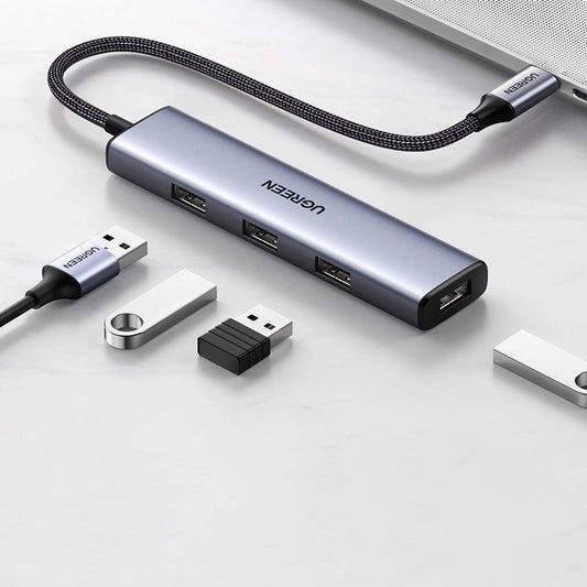 Hub USB-C UGREEN CM473 (20841), 4 x USB-A 3.0, 0.20m, Gri