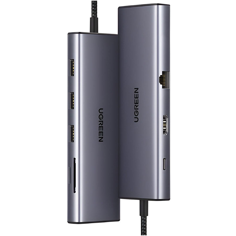 Hub USB-C UGREEN CM498 (15600), 3 x USB-A 3.0 - 1 x USB-C - 1 x HDMI - 1 x VGA - 1 x RJ45 - 1 x SD - 1 x microSD, Gri