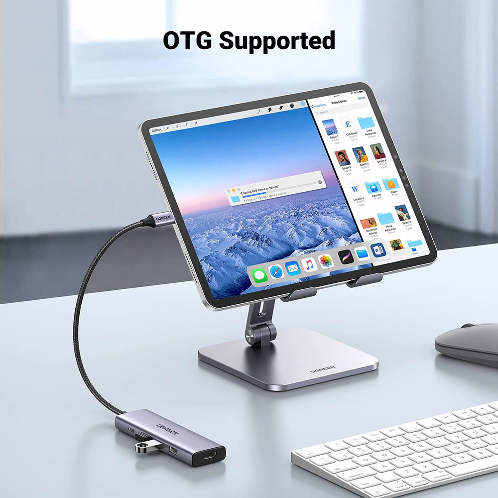 Hub USB-C UGREEN CM511 (15596), 3 x USB-A 3.0 - 1 x USB-C - 1 x HDMI, Gri