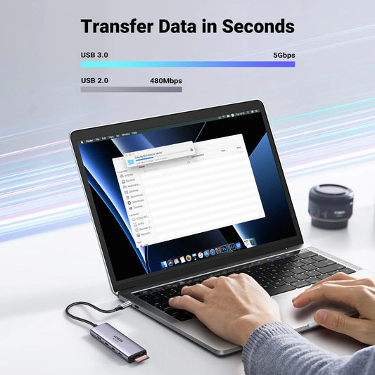 Hub USB-C UGREEN CM511 (60383), 3 x USB-A 3.2 - 1 x HDMI - 1 x SD - 1 x microSD, Gri
