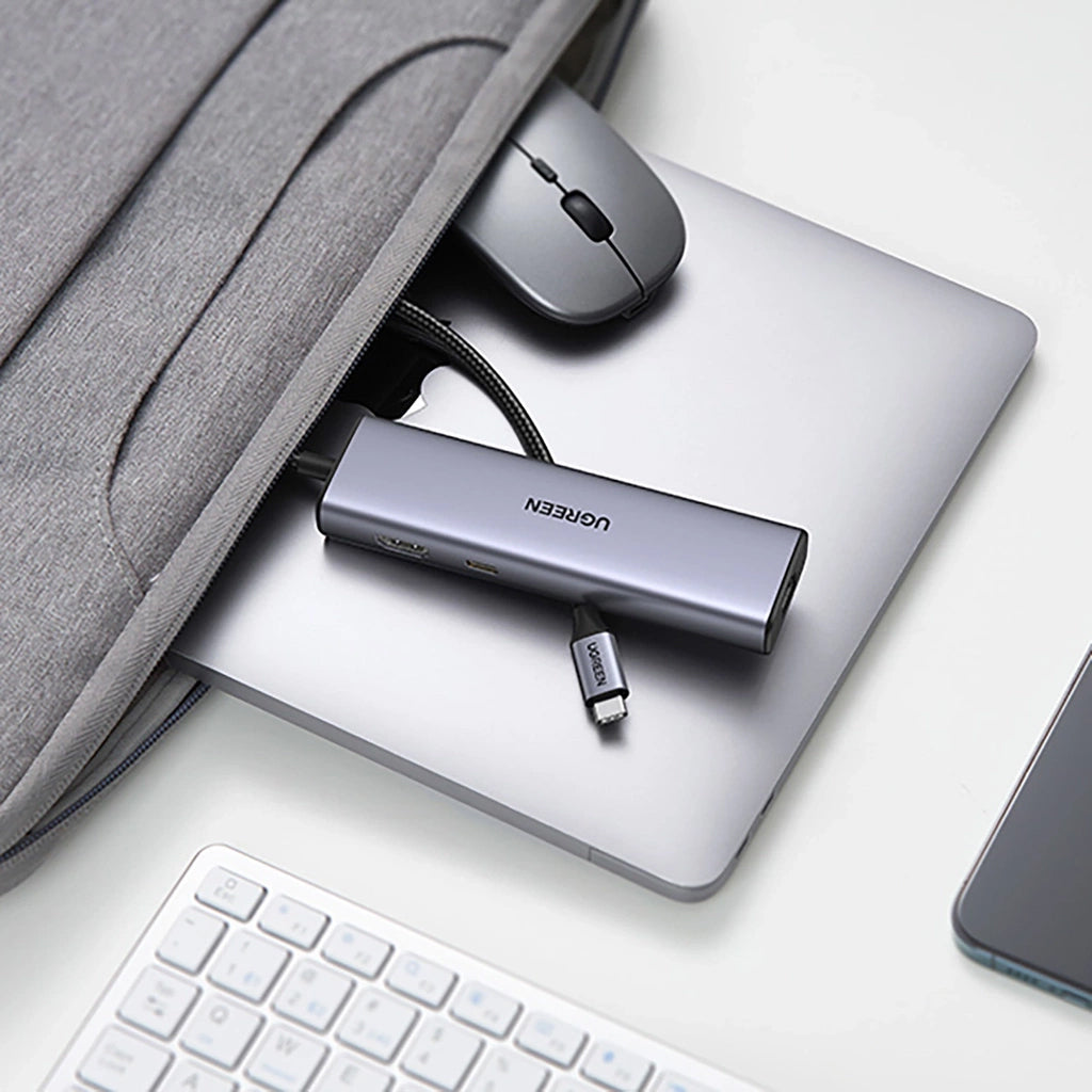 Hub USB-C UGREEN CM512 (90568), 2 x USB-A 3.0 - 1 x USB-C - 1 x HDMI - 1 x RJ45 - 1 x SD - 1 x microSD, Gri