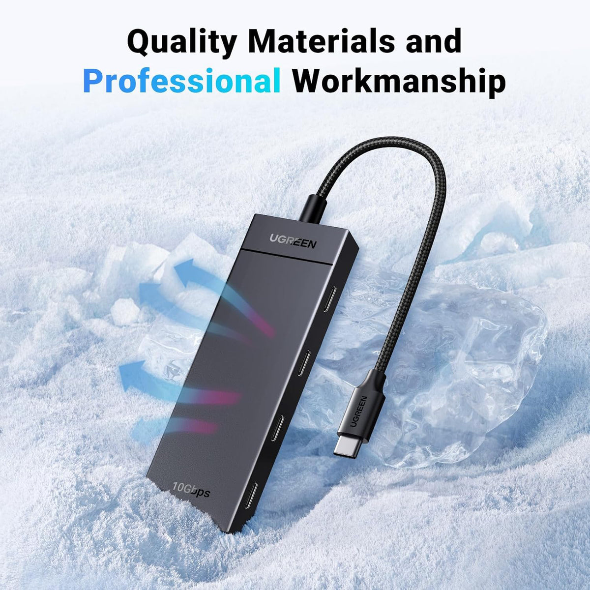 Hub USB-C UGREEN CM806, 4 x USB-C, 0.5m, Negru