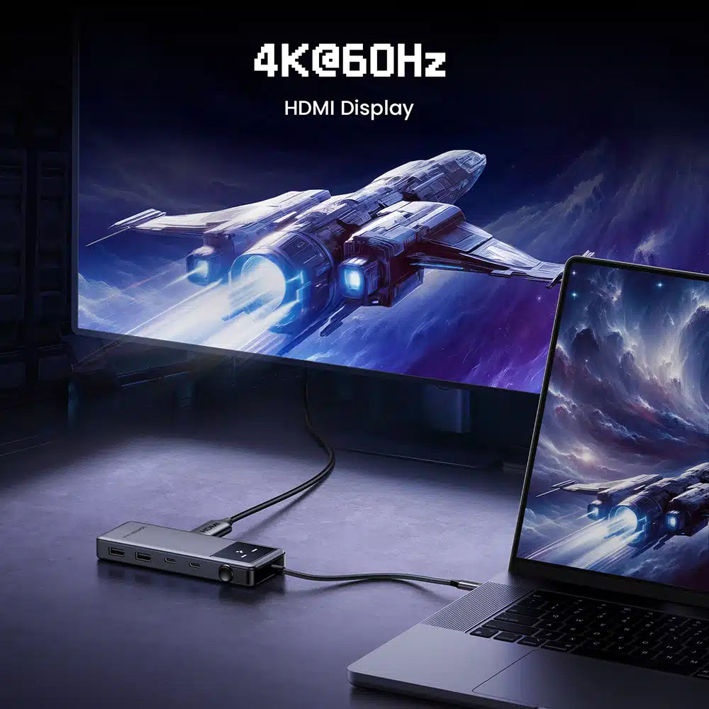 Hub USB-C UGREEN CM888 Uno, 2 x USB-A 3.2 - 3 x USB-C - 1 x HDMI, Gri