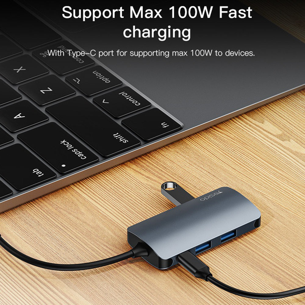 Hub USB-C Yesido HB16, 7in1, Gri