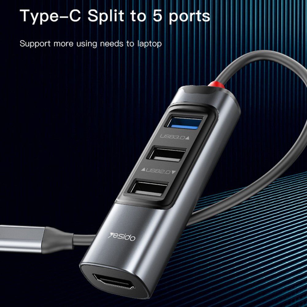 Hub USB-C Yesido HB22, 5in1, Gri