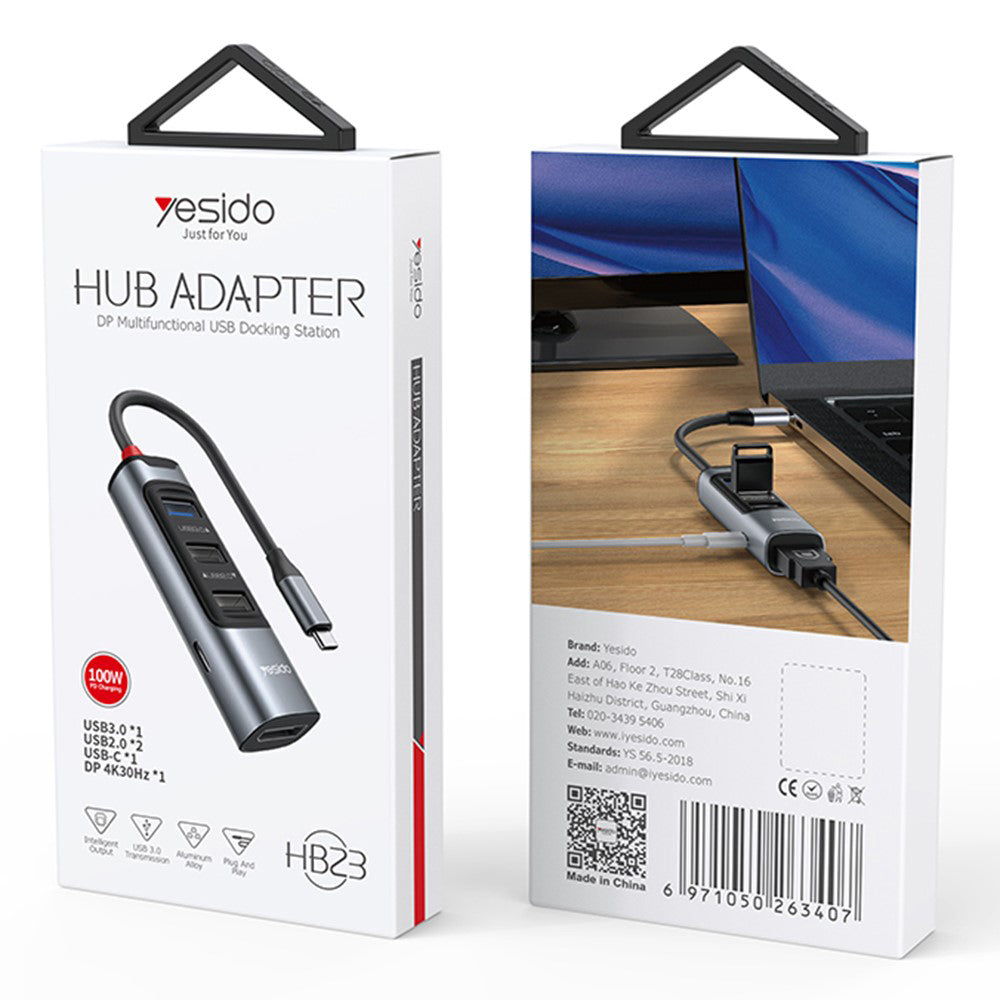 Hub USB-C Yesido HB23, 5in1, Gri