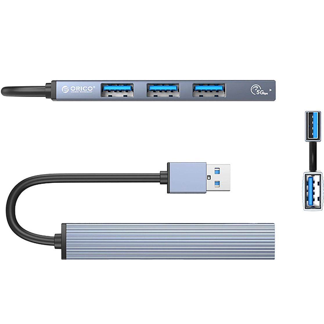 Hub USB Orico AH-A13, 1 x USB-A 3.0 - 3 x USB-A, Gri