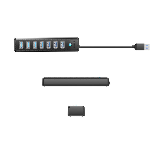 Hub USB Orico PW7U-U3, 7 x USB-A 3.0 - 1 x USB-C, Negru