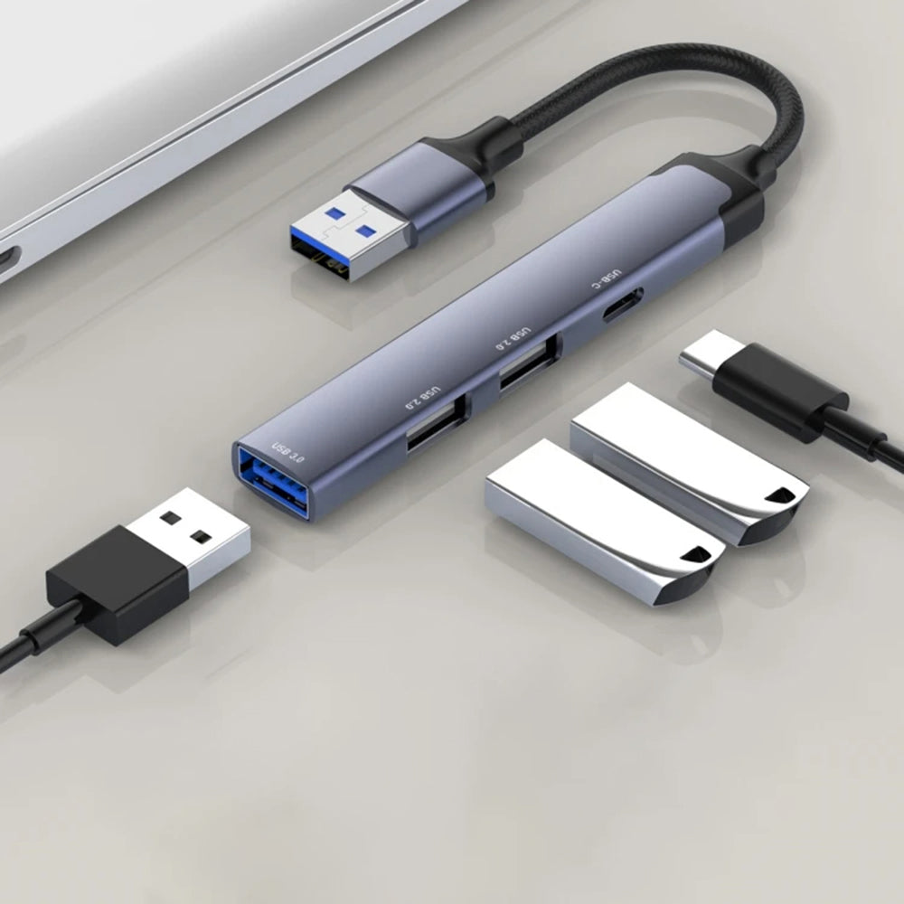 Hub USB Techsuit H19 PolarisBridge, 4in1, Gri Alb