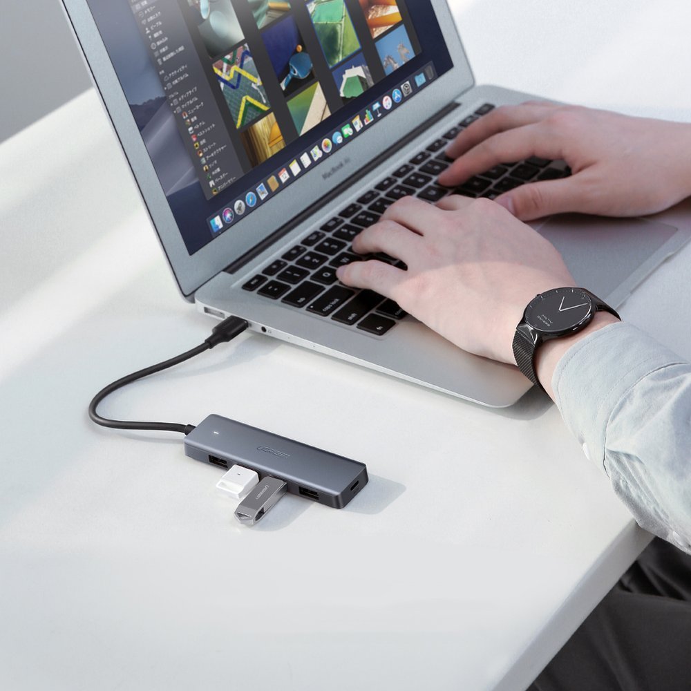 Hub USB-C UGREEN CM219, 4 x USB-A 3.0 - 1 x USB-C, Gri