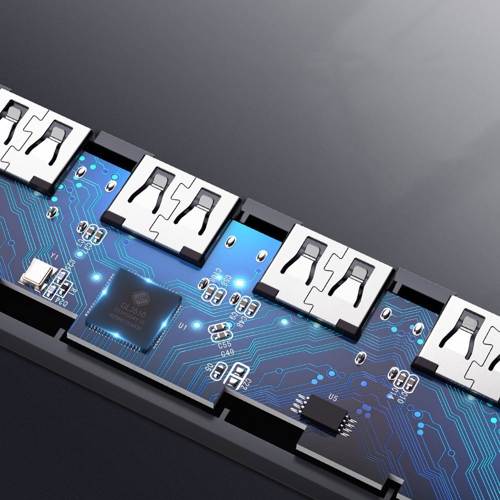 Hub USB UGREEN CM219, 4 x USB-A 3.0 - 1 x USB-C, Gri