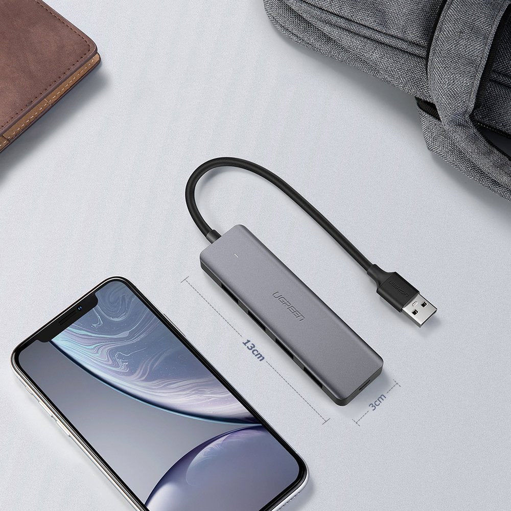 Hub USB UGREEN CM219, 4 x USB-A 3.0 - 1 x USB-C, Gri