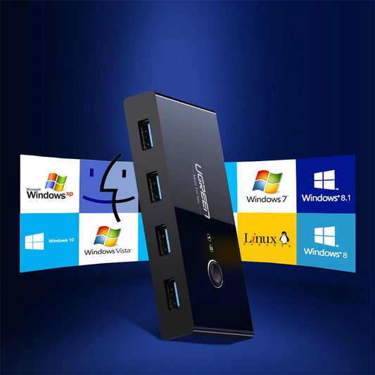 Hub USB UGREEN US216 Two Sharing Switch Box, 4 x USB-A 3.0, Negru