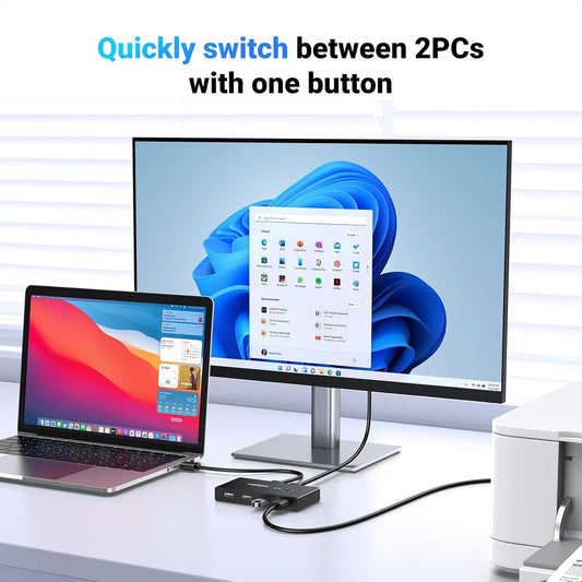 Hub USB UGREEN US216 Two Sharing Switch Box, 4 x USB-A, Negru