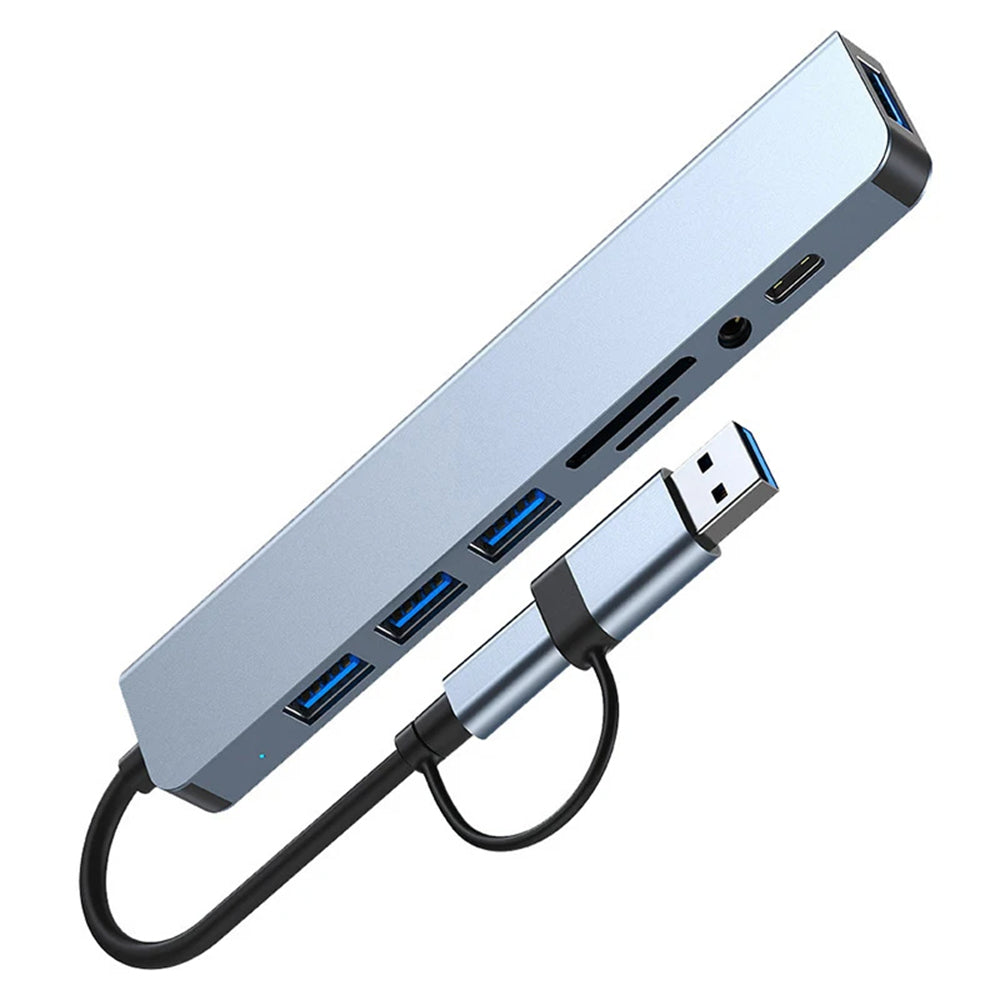 Hub USB / USB-C Techsuit H9 DataBridge, 8in1, Gri
