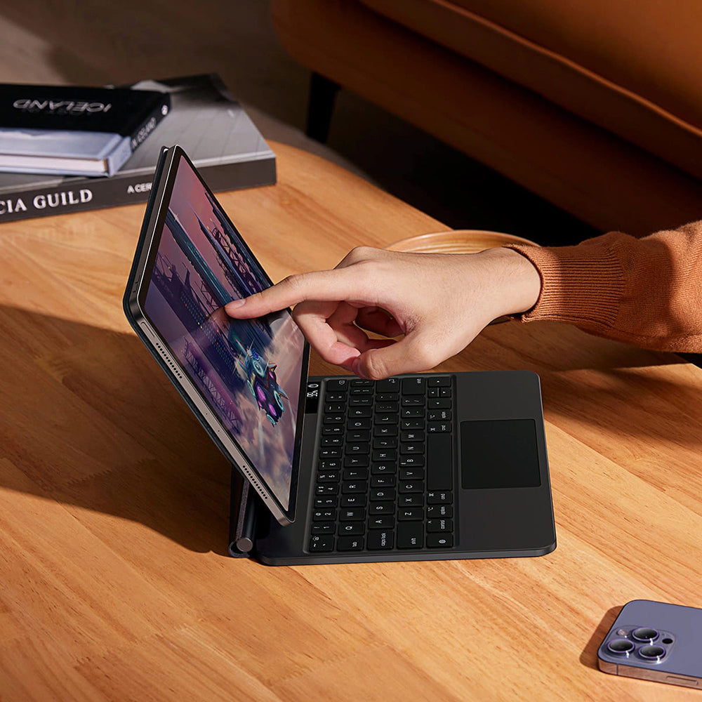 Husa cu Tastatura pentru Apple iPad Pro 12.9 (2022) / Pro 12.9 (2021) / Pro 12.9 (2020) / Pro 12.9 (2018), Baseus, Brilliance, Gri
