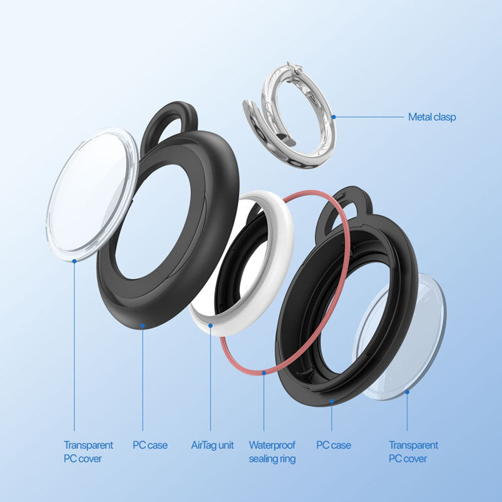 Husa Dux Ducis Secure pentru Apple AirTag, Set 4 bucati, Neagra / Alba / Albastra / Roz