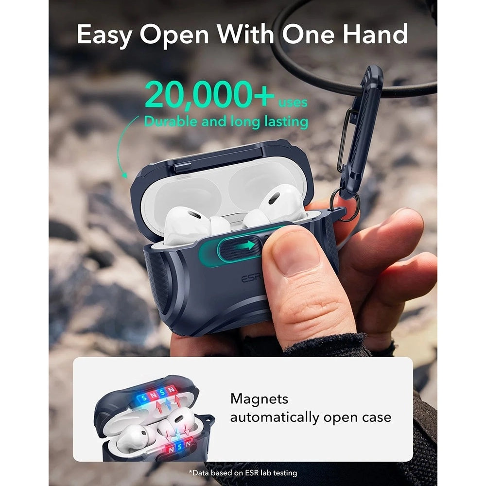 Husa ESR Cyber FlickLock pentru Apple AirPods Pro 3, Albastra