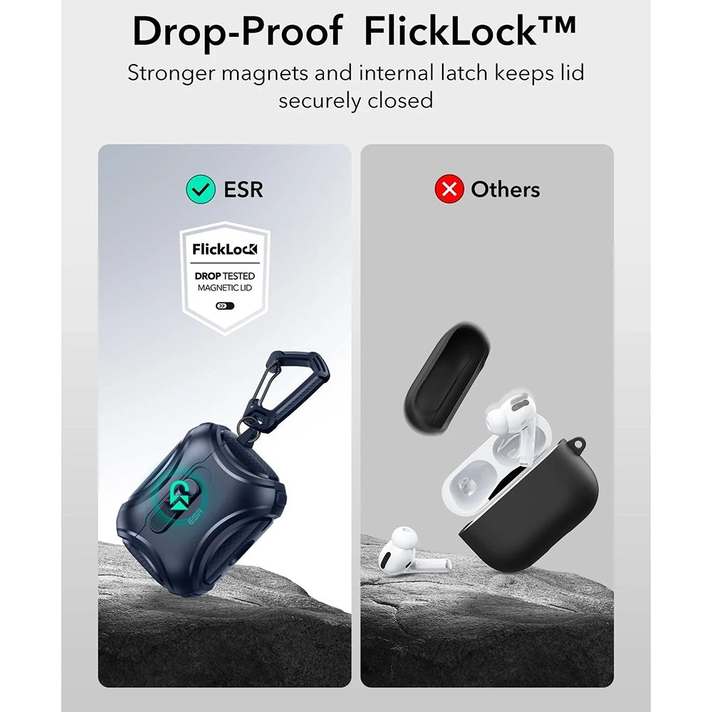 Husa ESR Cyber FlickLock pentru Apple AirPods Pro 3, Albastra