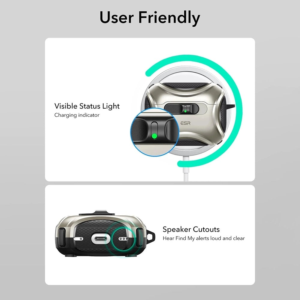 Husa ESR Cyber FlickLock pentru Apple AirPods Pro 3, Gri