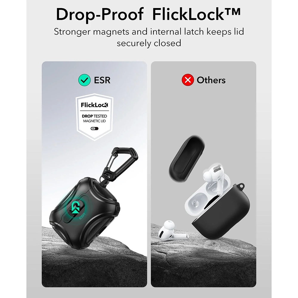 Husa ESR Cyber FlickLock pentru Apple AirPods Pro 3, Neagra