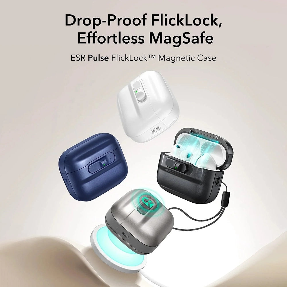 Husa ESR Pulse Magnetic FlickLock pentru Apple AirPods Pro 3, Bleumarin