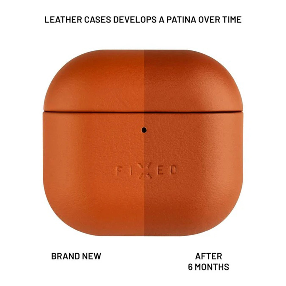 Husa Fixed PodsLeather pentru Apple AirPods 4, Maro