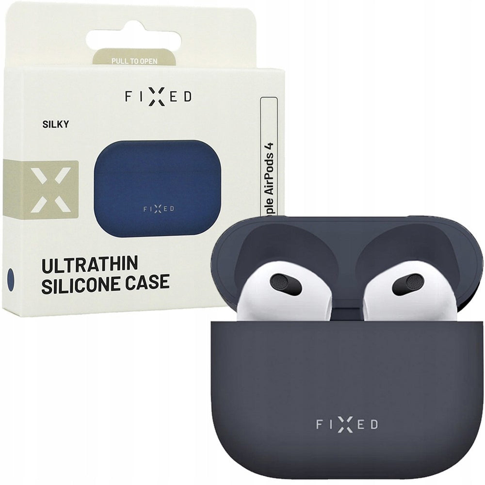Husa Fixed Silky pentru Apple AirPods 4, Albastra