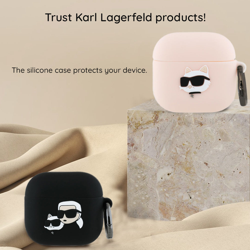 Husa Karl Lagerfeld 3D Choupette's Head pentru Apple AirPods 4, Neagra