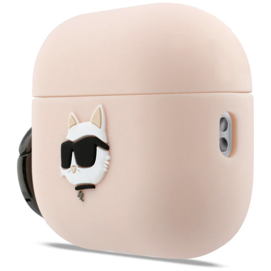 Husa Karl Lagerfeld Silicone Choupette's Head 3D pentru Apple AirPods Pro 3, Roz