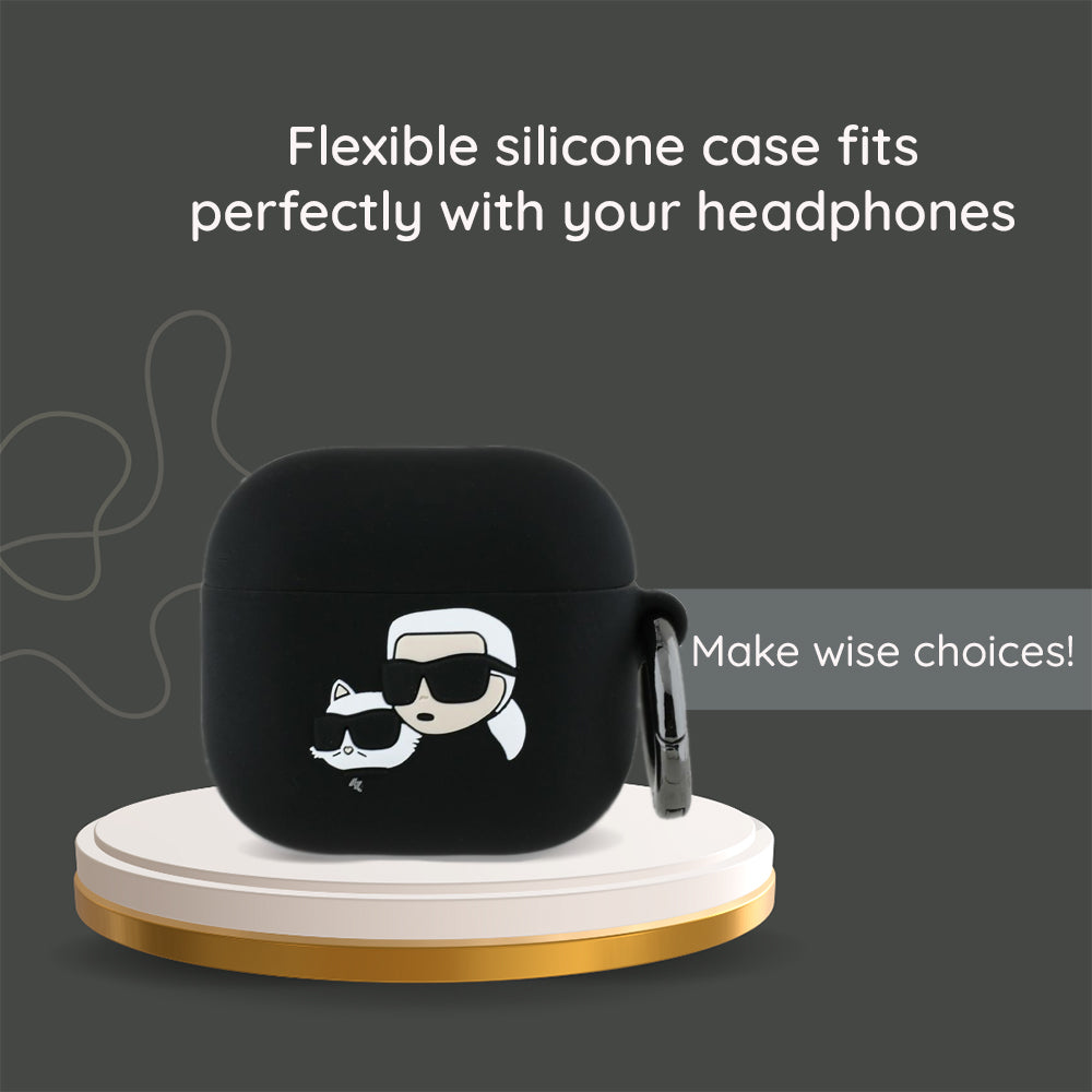 Husa Karl Lagerfeld 3D Karl's Head pentru Apple AirPods 4, Neagra