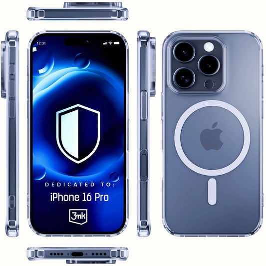Husa MagSafe pentru Apple iPhone 16 Pro, 3MK, MagCase, Transparenta