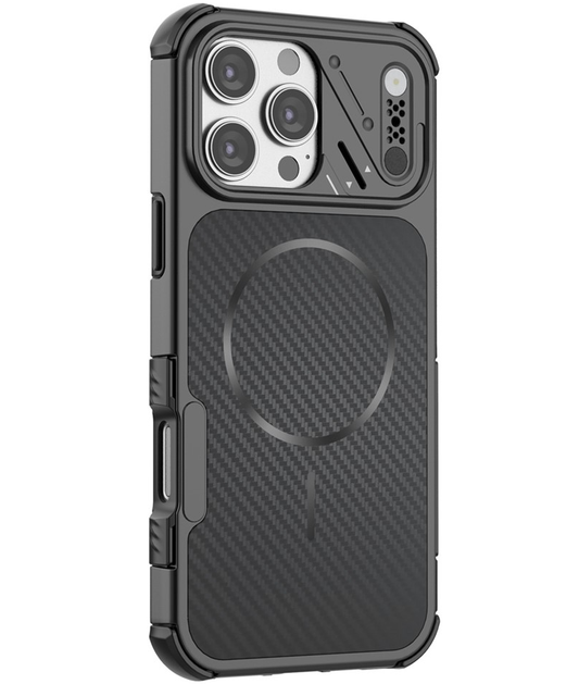 Husa MagSafe pentru Apple iPhone 16 Pro, OEM, Carbon and Corner Protection, Neagra