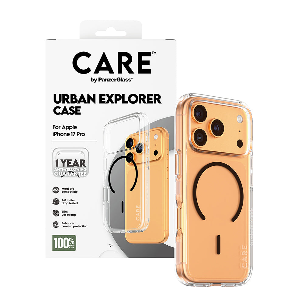 Husa MagSafe pentru Apple iPhone 17 Pro, PanzerGlass, Care Urban Explorer, Transparenta Alba, Resigilata