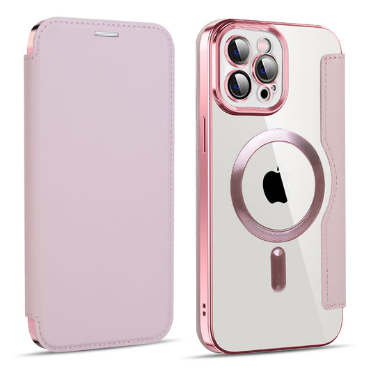 Husa MagSafe pentru Apple iPhone 11 Pro Max, Techsuit, SmartMag Book, Roz