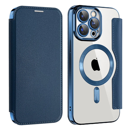 Husa MagSafe pentru Apple iPhone 12 Pro, Techsuit, SmartMag Book, Albastra