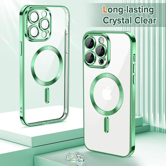 Husa MagSafe pentru Apple iPhone 13 Pro Max, Techsuit, Luxury Crystal, Verde Deschis