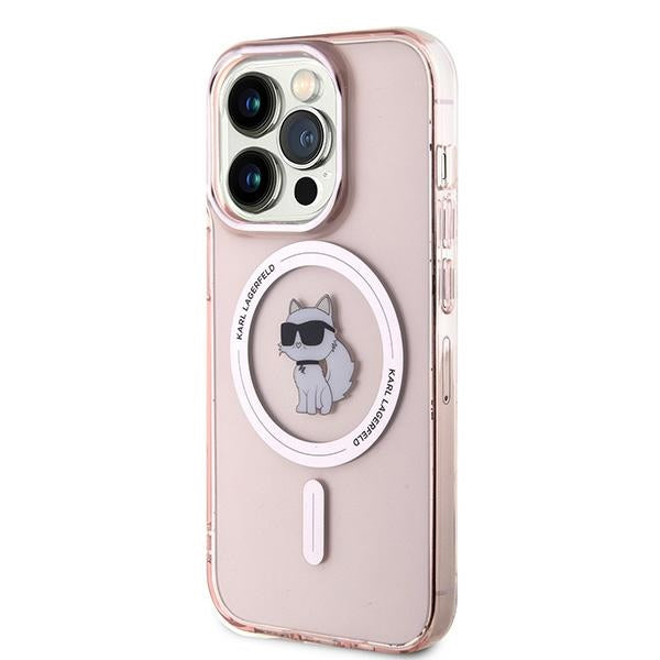 Husa MagSafe pentru Apple iPhone 14 Pro Max, Karl Lagerfeld, IML Choupette, Roz