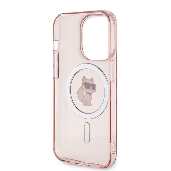 Husa MagSafe pentru Apple iPhone 14 Pro Max, Karl Lagerfeld, IML Choupette, Roz