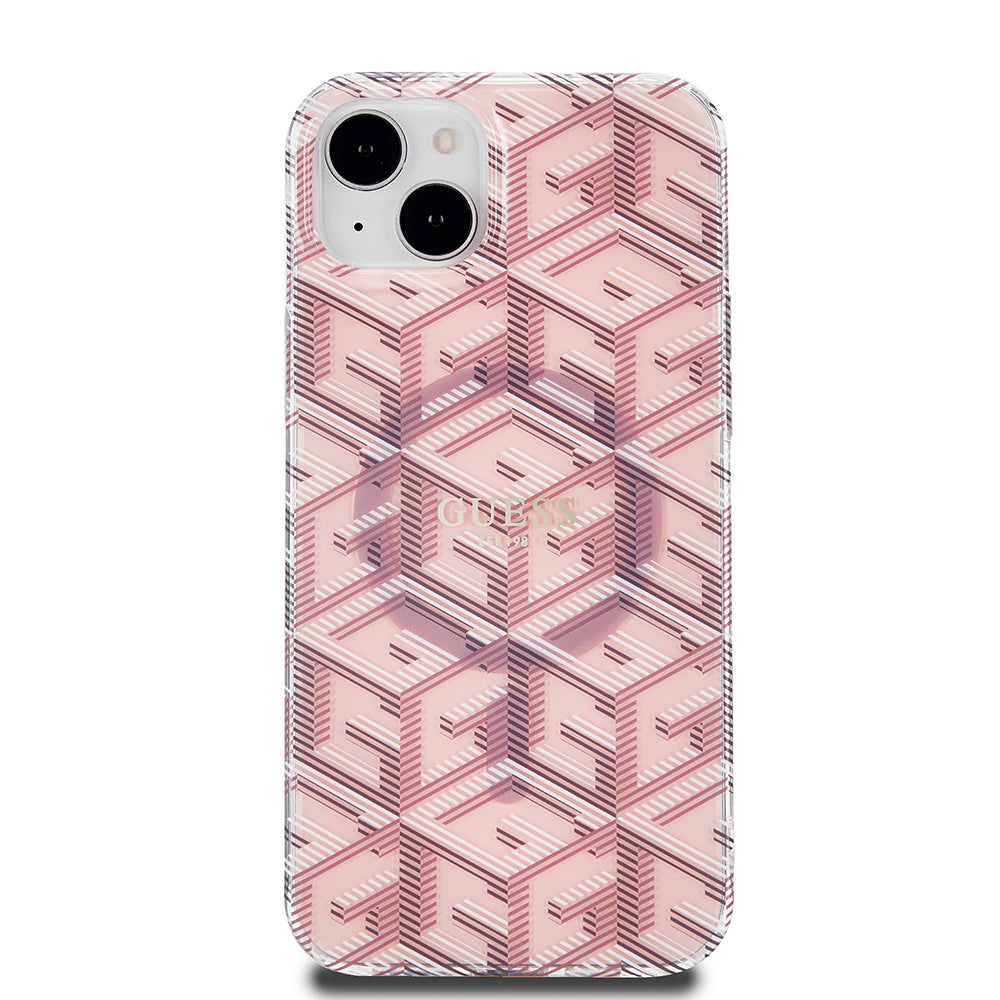 Husa MagSafe pentru Apple iPhone 15, Guess, IML Gcube, Roz