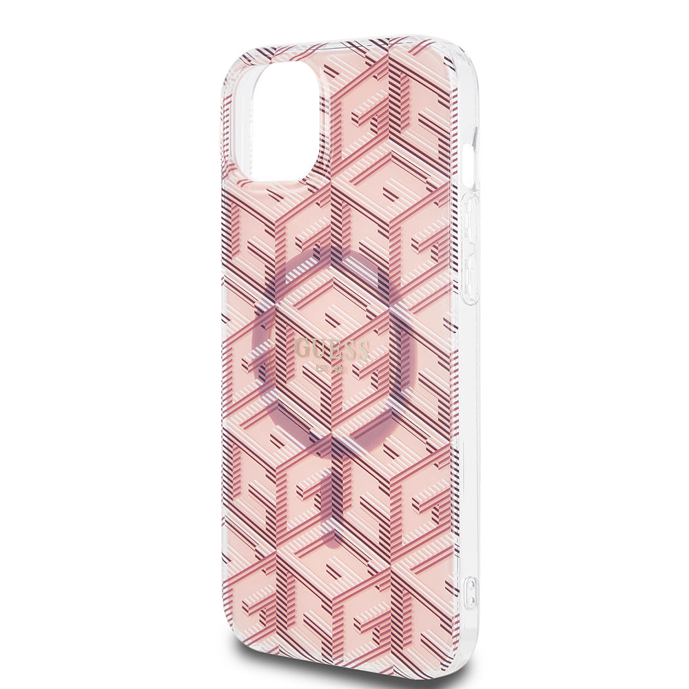 Husa MagSafe pentru Apple iPhone 15, Guess, IML Gcube, Roz
