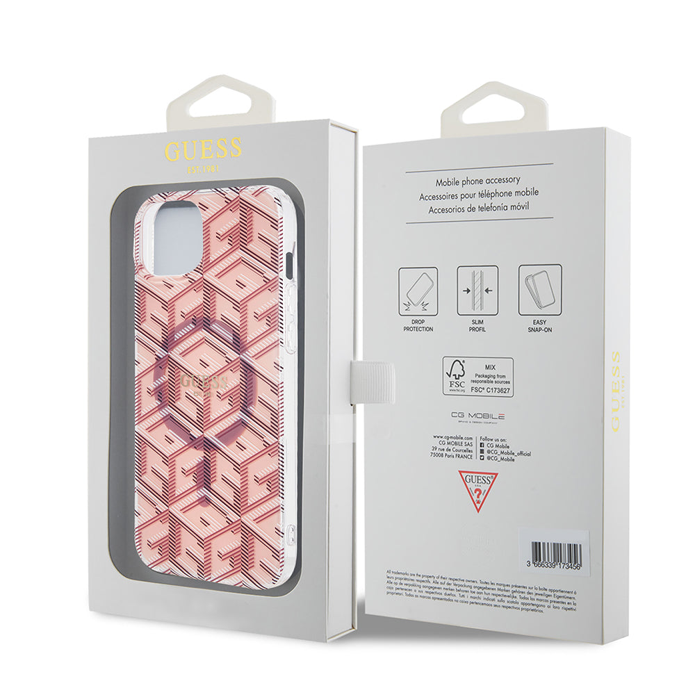 Husa MagSafe pentru Apple iPhone 15, Guess, IML Gcube, Roz