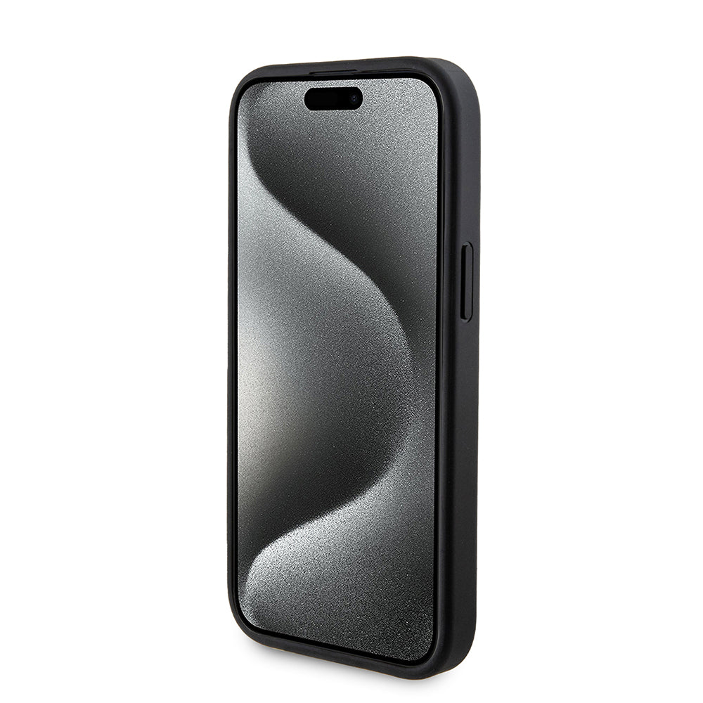 Husa MagSafe pentru Apple iPhone 15, Guess, Powerbank 4G Metal Logo, Neagra