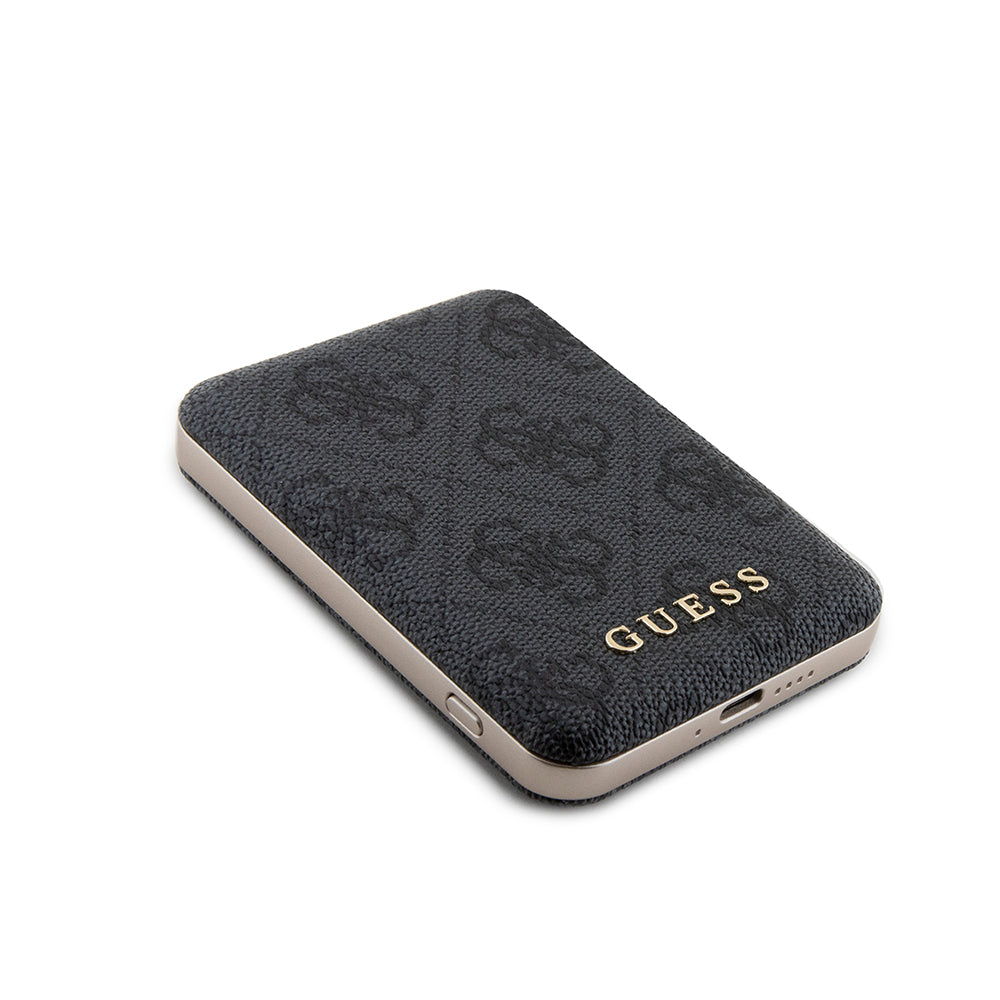 Husa MagSafe pentru Apple iPhone 15, Guess, Powerbank 4G Metal Logo, Neagra
